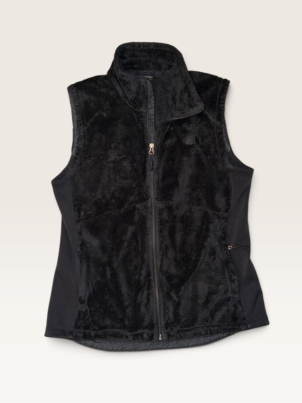 The North Face Black Sherpa Fleece Vest Full Zip Mock Neck XL